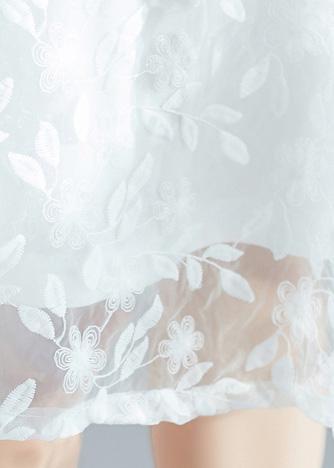 Handgemachtes weißes Kleid 2019 O-Ausschnitt Cinched A-Linie Sommerkleider