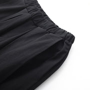 Handgemachte Frühlingshose mit weitem Bein, lose schwarze Fotografie, elastische Taillenhose