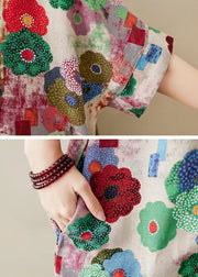Handgefertigte Sommerkleider aus Baumwolle mit O-Ausschnitt und Schokoladenaufdruck