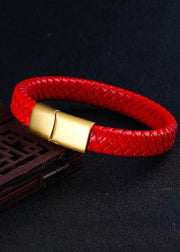 Handwoven Pure Red Dragon Scale Patterned Koi Bracelet