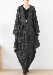 High end stripe style irregular women's suit British fashion big temperament black two piece set autumn - SooLinen