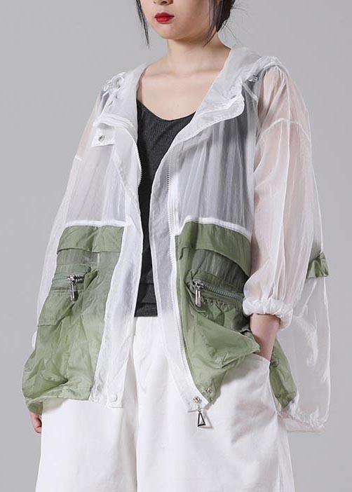 Hot Green Pockets hooded UPF 50+ Coat Jacket Summer - SooLinen