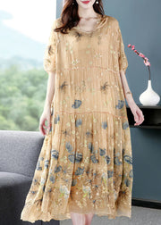 Italian Apricot Embroidered Hooded Extra Large Hem Silk Maxi Dresses Summer