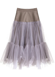 Italian Asymmetrical Patchwork Tulle Skirts Spring