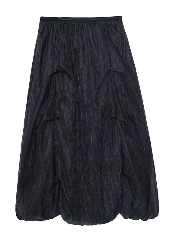Italian Black Chiffon Summer Casual Skirts Tiered - SooLinen