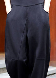 Italienische schwarze Taschen mit hoher Taille Lässige Winterhose