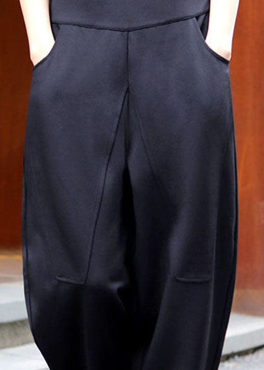 Italienische schwarze Taschen mit hoher Taille Lässige Winterhose