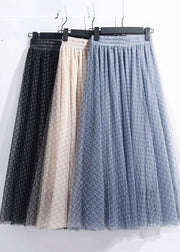 Italian Blue Elastic Waist Plaid Exra Large Hem Tulle Skirts Spring