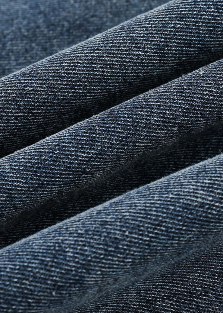 Italian Blue Print Button Patchwork Unisex Style Coats Long Sleeve