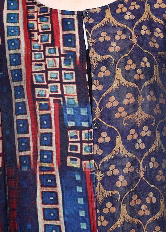 Italian Blue Print Button Silk long shirts Wide Leg Two Pieces Set - SooLinen