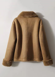 Italian Brown Peter Pan Collar Wear On Both Sides Wool Coats Winter