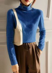 Italian Camel Hign Neck Wool Knitted Sweaters Tops Fall