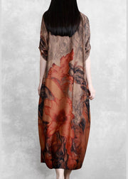Italian Chocolate Print Clothes Women Asymmetric A Line Dress - SooLinen