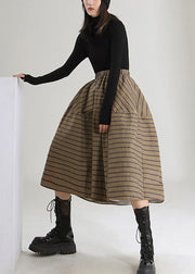 Italian Chocolate Striped fashion high waist Skirts Spring