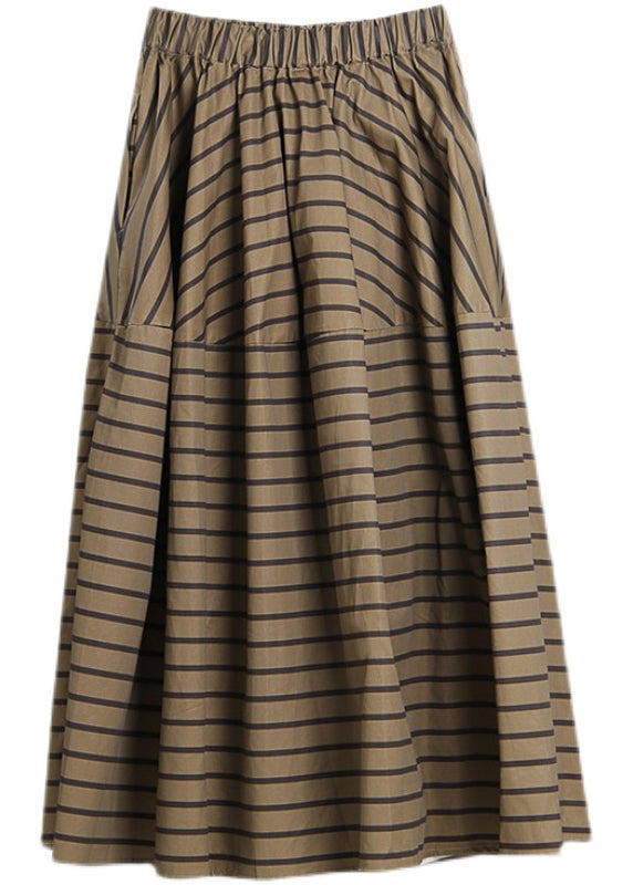 Italian Chocolate Striped fashion high waist Skirts Spring