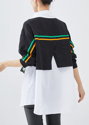 Italian Colorblock Oversized Patchwork Cotton Sweatshirt Streetwear Fall