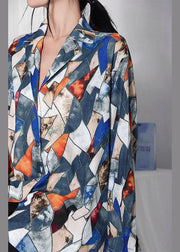 Italian Colorblock Peter Pan Collar Long sleeve UPF 50+ Shirt Tops Summer - SooLinen