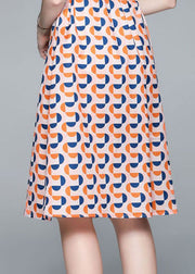 Italienisches Farbblock-Bubikragen-Patchwork-Print-Taillen-Seiden-Cinch-Kleid mit kurzen Ärmeln