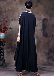 Italian Colorblock V Neck Asymmetrical Design Print Silk Dresses Short Sleeve