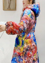 Italian Embroidered Ruffled Patchwork Print Duck Down Winter Coats