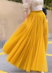 Italian Ginger Elastic Waist Tulle Layered Skirts Spring