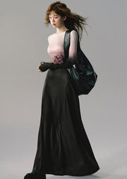 Italian Gradient Color Lace UP Cotton Long Dresses Long Sleeve