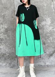 Italian Green Patchwork Hole Maxi Dresses Summer - SooLinen