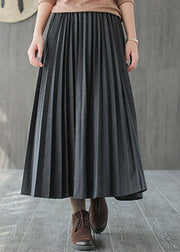 Italian Grey Black Casual Woolen Pleated Fall Skirts