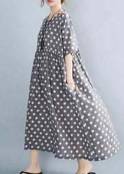 Italian Grey Dot Patchwork Summer Party Dresses - SooLinen