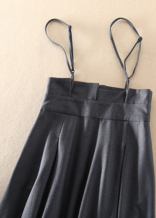 Italian Grey Zip Up Pockets wrinkled Silk Dresses Sleeveless