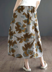 Italian Khaki Print High Waist Maxi Skirts