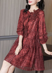Italian Mulberry Ruffled Embroidered Patchwork Tulle Dresses Fall