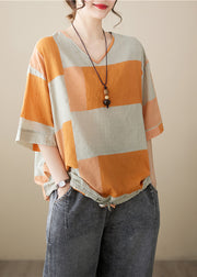 Italian Orange Oversized Drawstring Cotton Shirt Summer