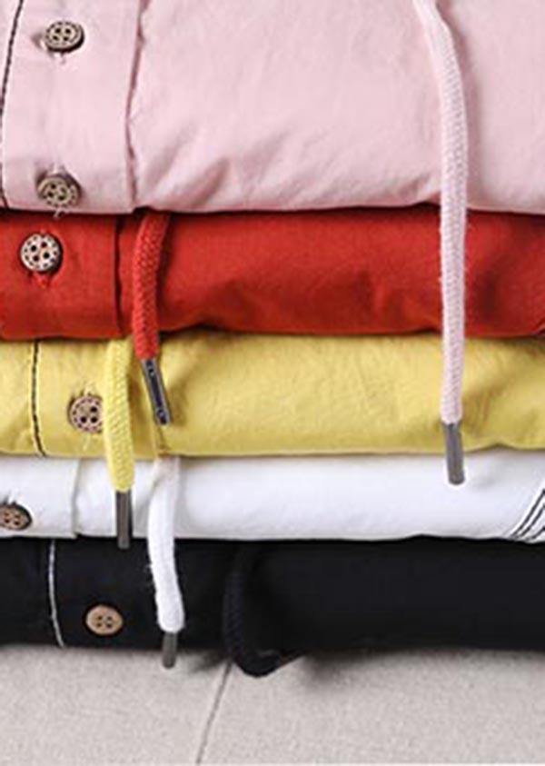 Italian Pink hooded Cotton Shirt Summer - SooLinen