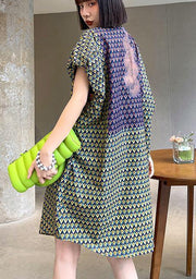 Italian Print Pockets Cotton Button Summer Ankle Dress - SooLinen