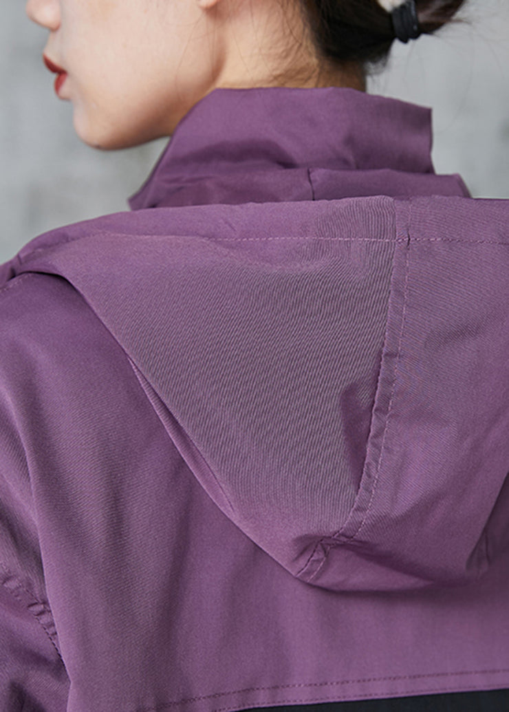 Italian Purple Oversized Patchwork Spandex Coats Spring