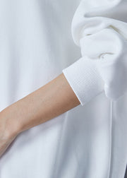 Italian White Asymmetrical Zippered Cotton Streetwear Spring