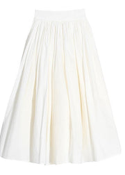 Italian White zippered Patchwork tulle Summer Skirt - SooLinen