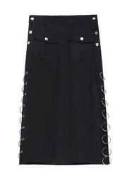 Italian black cotton Tunics Button pockets skirt - SooLinen