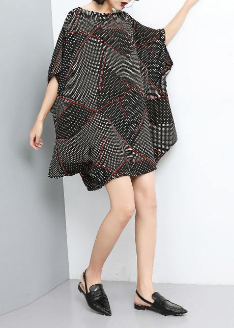 Italian chiffon patchwork color dresses Pakistani Print Pullover Slash Neck Fashion Dress - SooLinen
