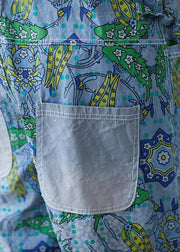 Italian cotton trousers Vintage Summer Fashion Bleached Cotton Overalls - SooLinen