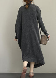 Italian cotton tunics for women Vintage Retro Long Sleeve Irregular Female Dress