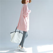 Italian false two pieces cotton tunic pattern stylish pink silhouette blouse