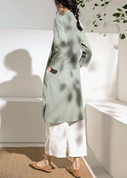Italian green cotton Wardrobes o neck embroidery daily Dresses - SooLinen