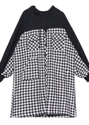 Italian hooded cotton plaid tunic dress Inspiration black cotton robes Dresses - SooLinen