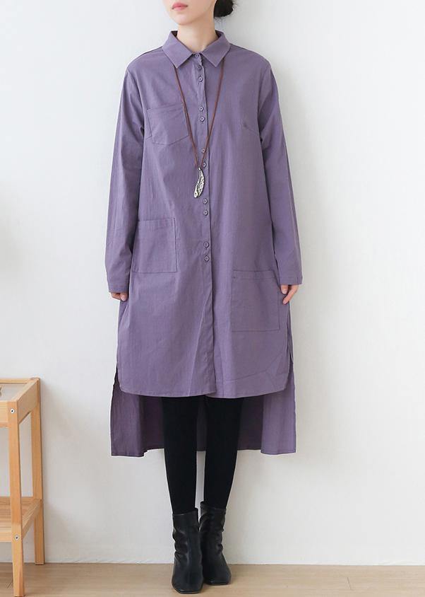 Italian lapel low high design clothes For Women Outfits purple Dresses - SooLinen