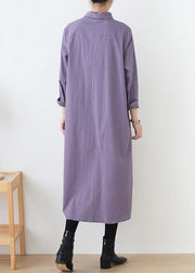 Italian lapel low high design clothes For Women Outfits purple Dresses - SooLinen