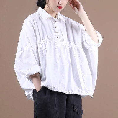 Italian lapel Cinched top silhouette Outfits white blouse - SooLinen
