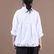 Italian lapel Cinched top silhouette Outfits white blouse - SooLinen