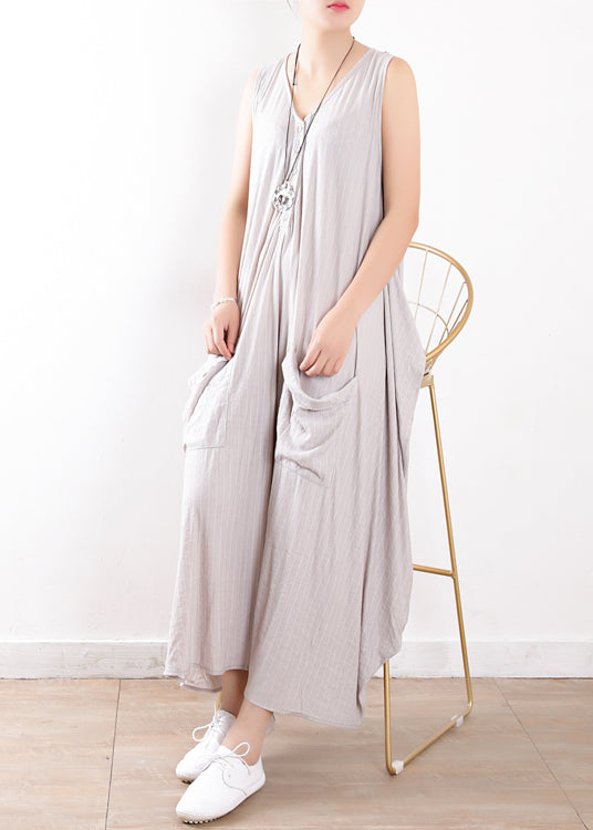 Italienische hellgraue Baumwollkleider Soft Surroundings Fabrics ärmelloses langes Sommerkleid